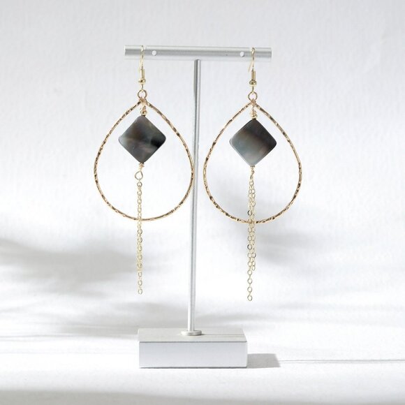 Natural Teardrop Abalone Shell Earrings - Picture 2 of 2